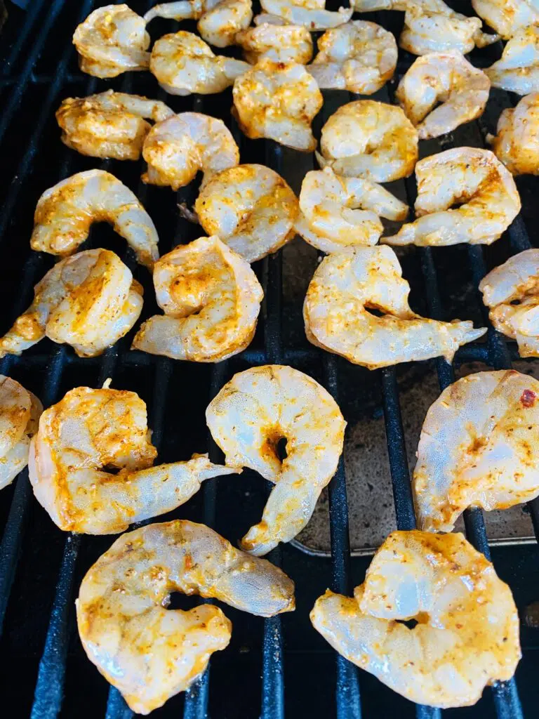 shrimp on the smoker before cooking