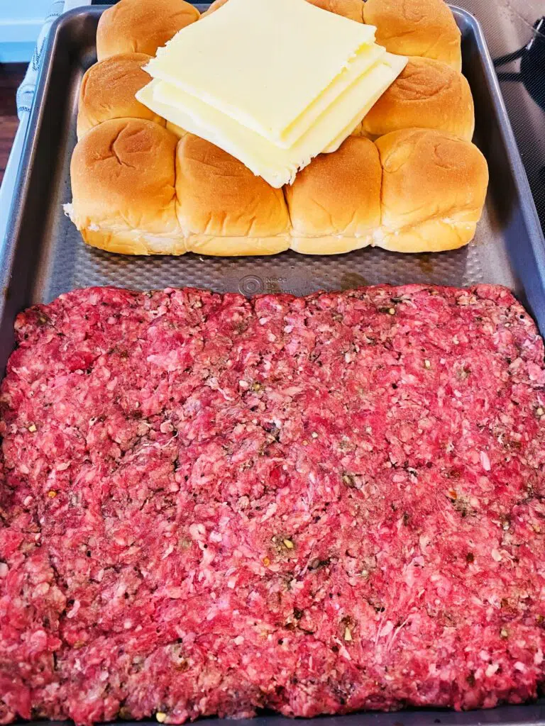 giant burger patty before cooking