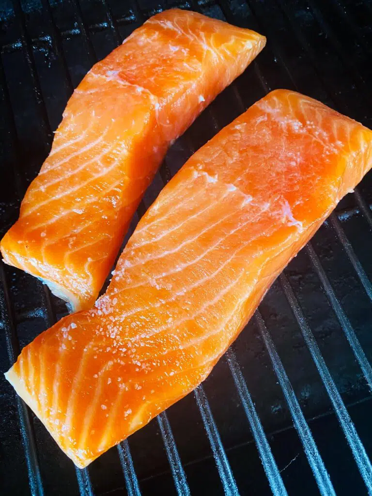 salmon on the Traeger before smoking
