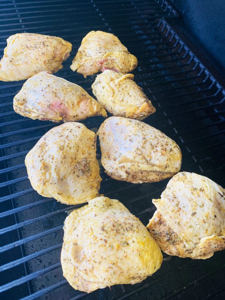 chicken on smoker before cooking