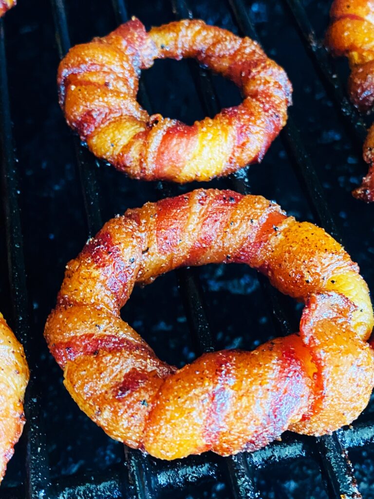 Smoked Bacon Wrapped Onion Rings