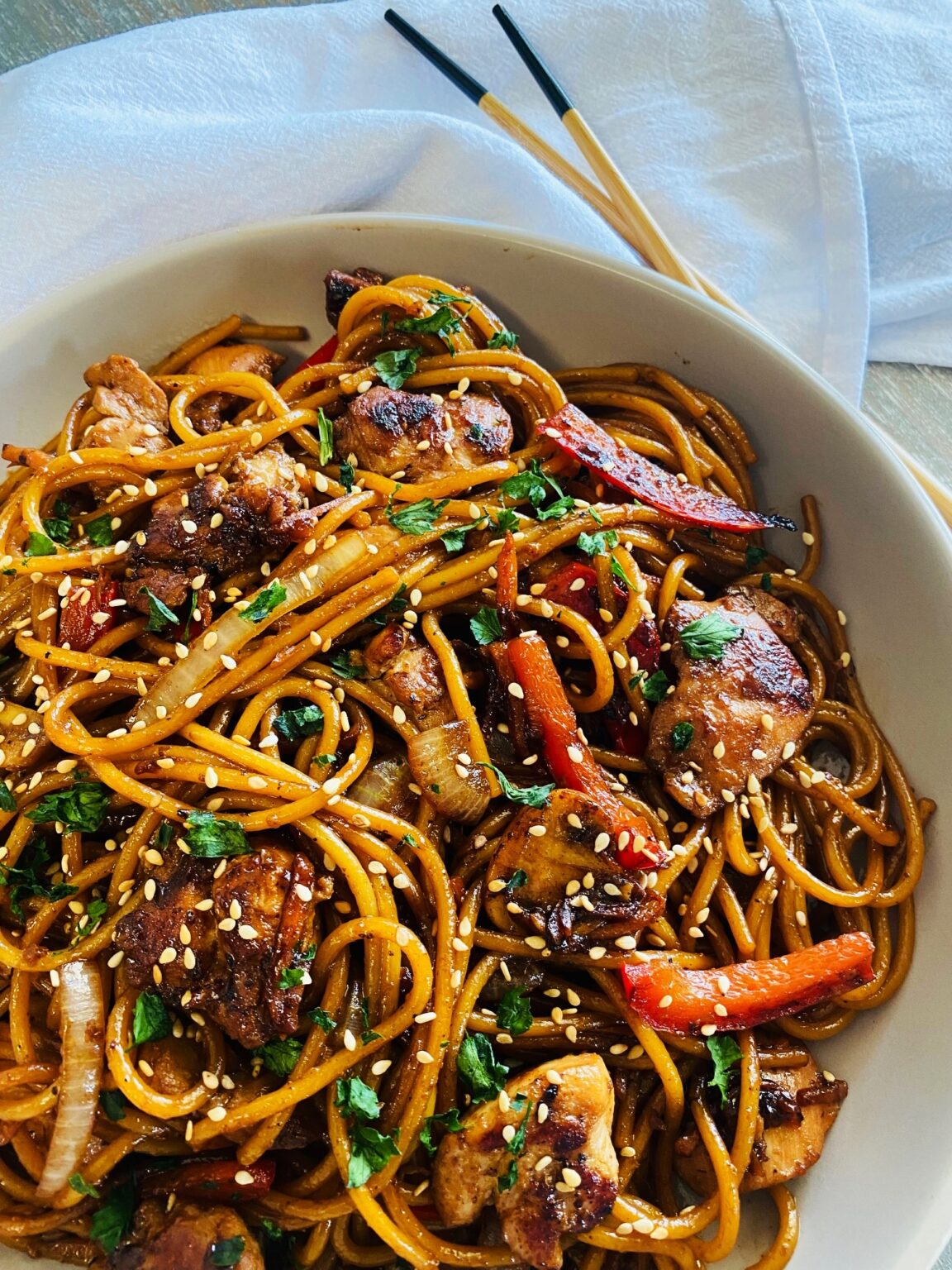 Blackstone Chicken Lo Mein - If You Give a Girl a Grill