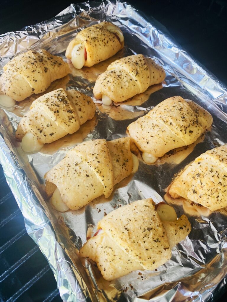 pizza rolls after cooking on the Traeger