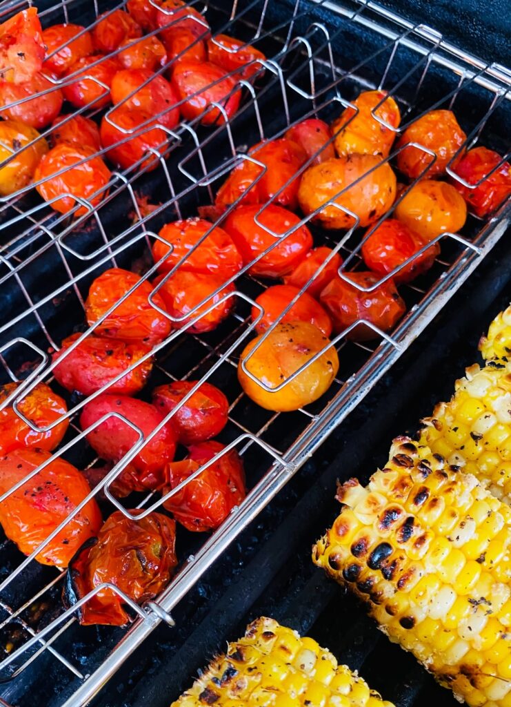 grilled corn and tomatoes