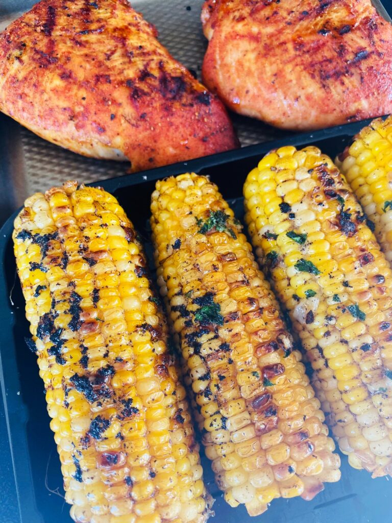 corn and grilled turkey
