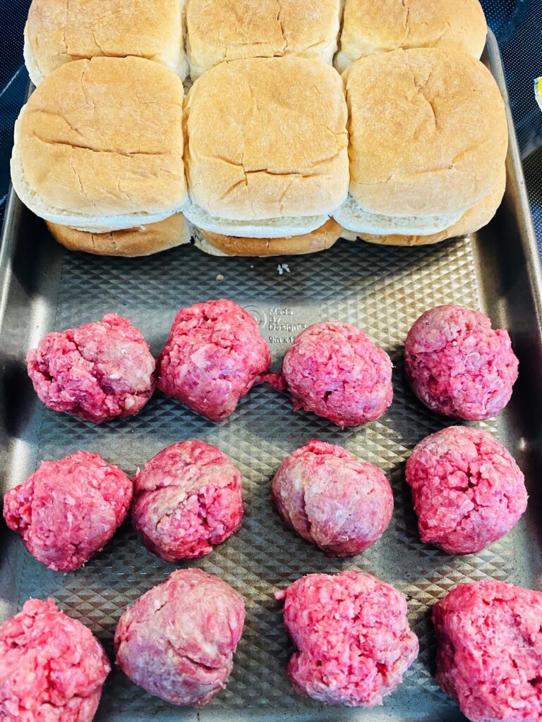 burgers and buns before cooking