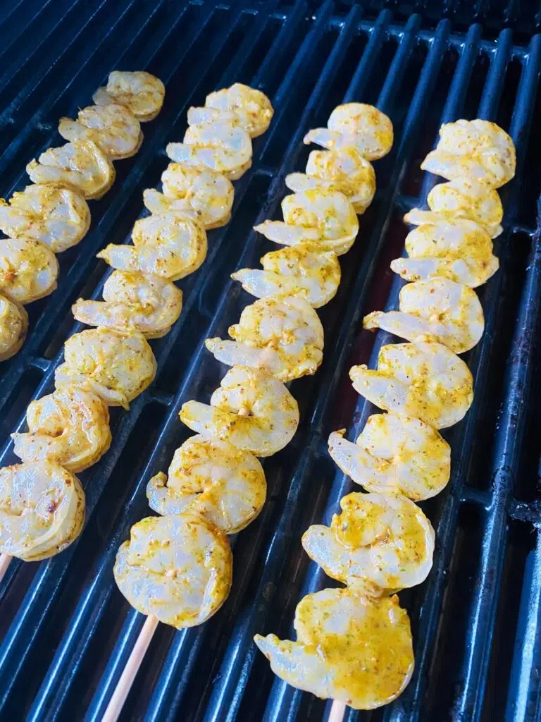 kabobs on the grill before cooking