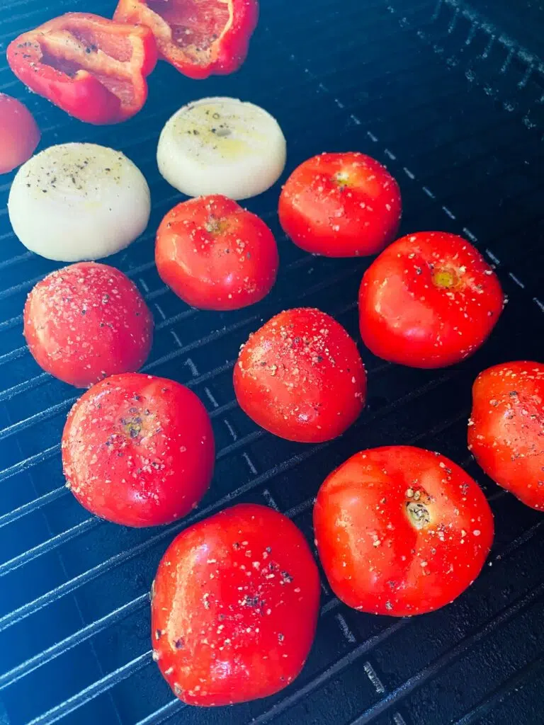 tomatoes on the smoker before cooking