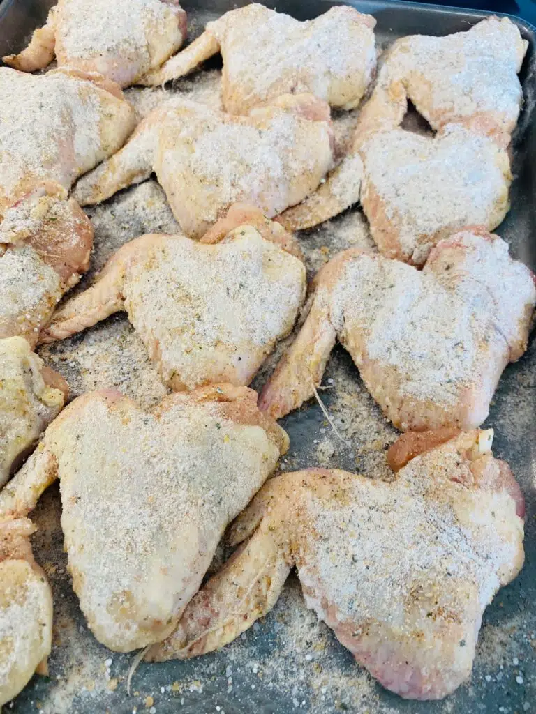 Chicken wings with seasoning before cooking