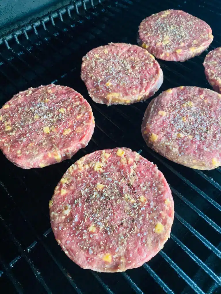 Burgers on the Traeger before cooking