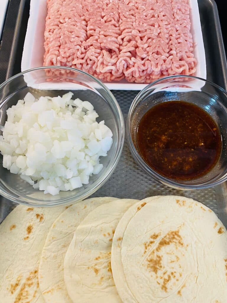 Blackstone Banh Mi Taco ingredients on a tray