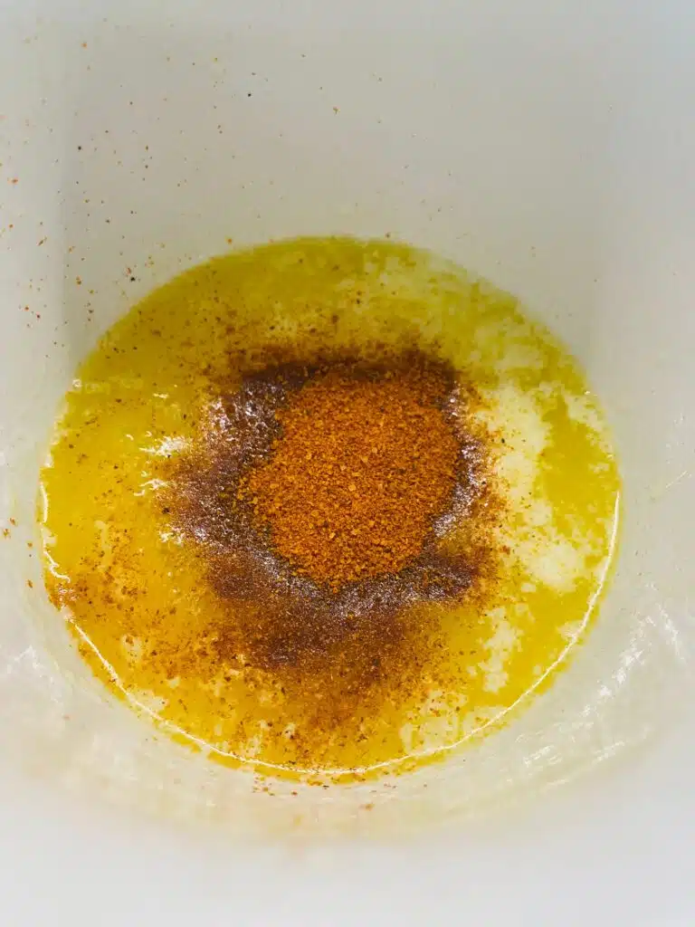 the hot seasoned butter for the chicken