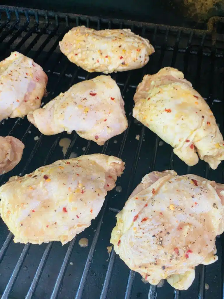 chicken on the smoker before cooking