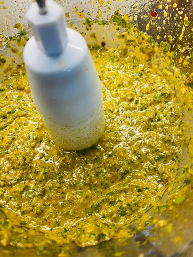Jamaican green sauce in food processor