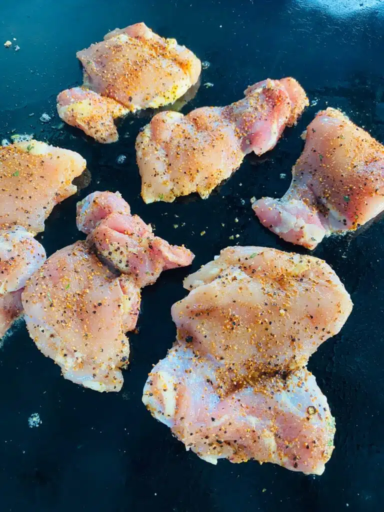 chicken on the griddle before cooking