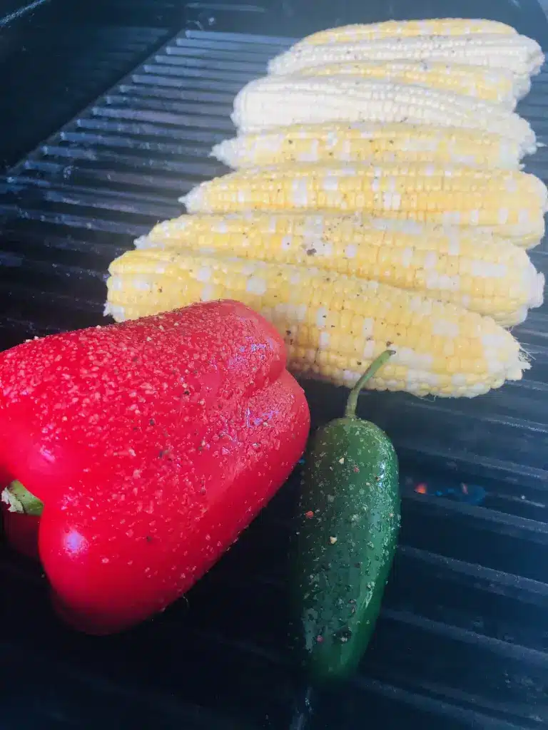 veggies on the grill before cooking