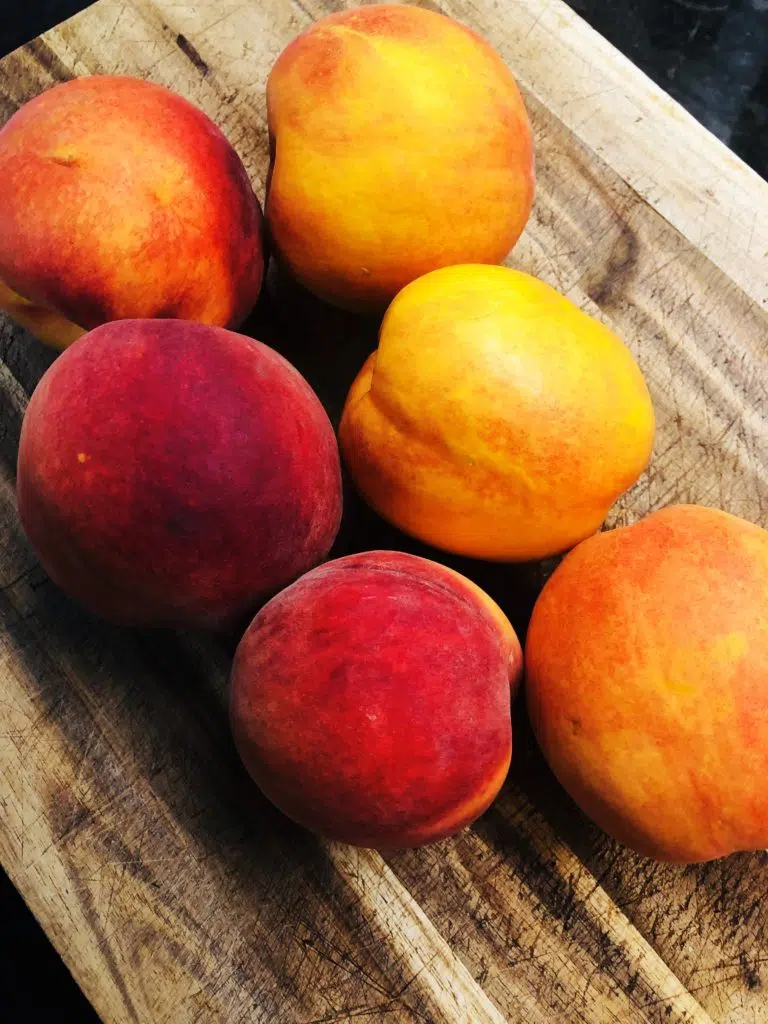 peaches for Traeger Peach Bourbon Crumble