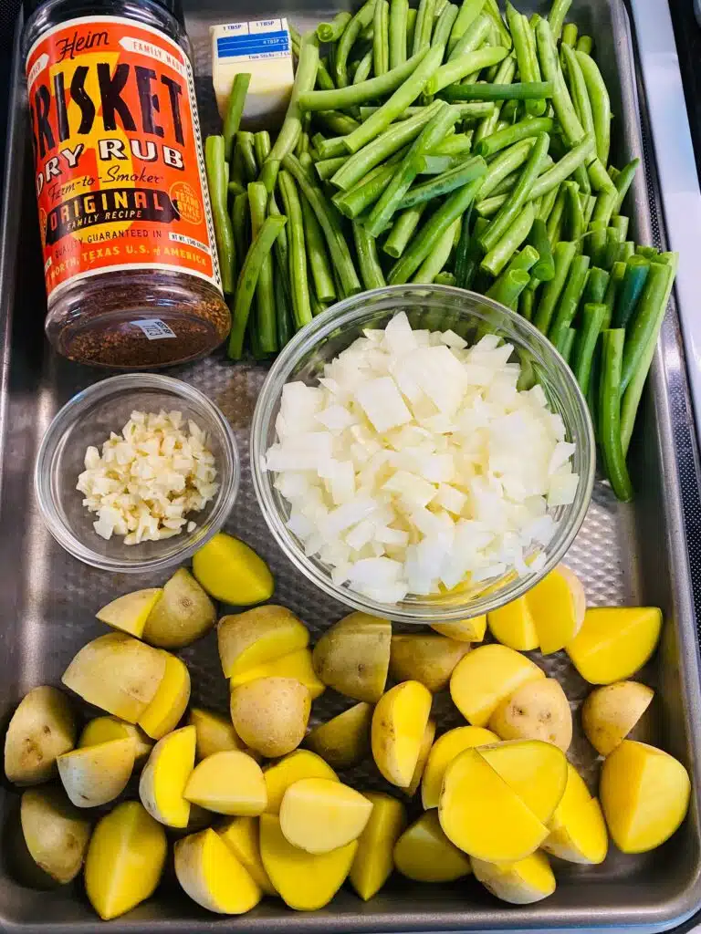 prepped ingredients ready for the griddle