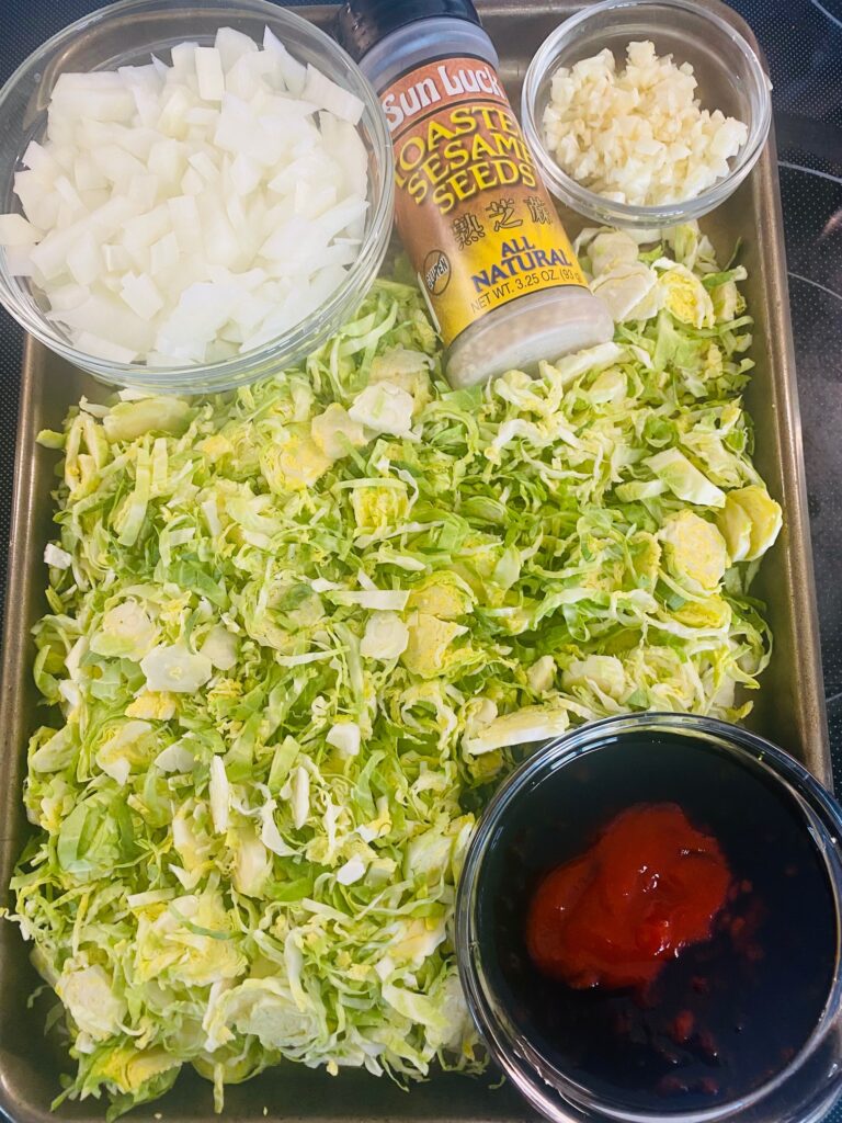prepped ingredients on a tray