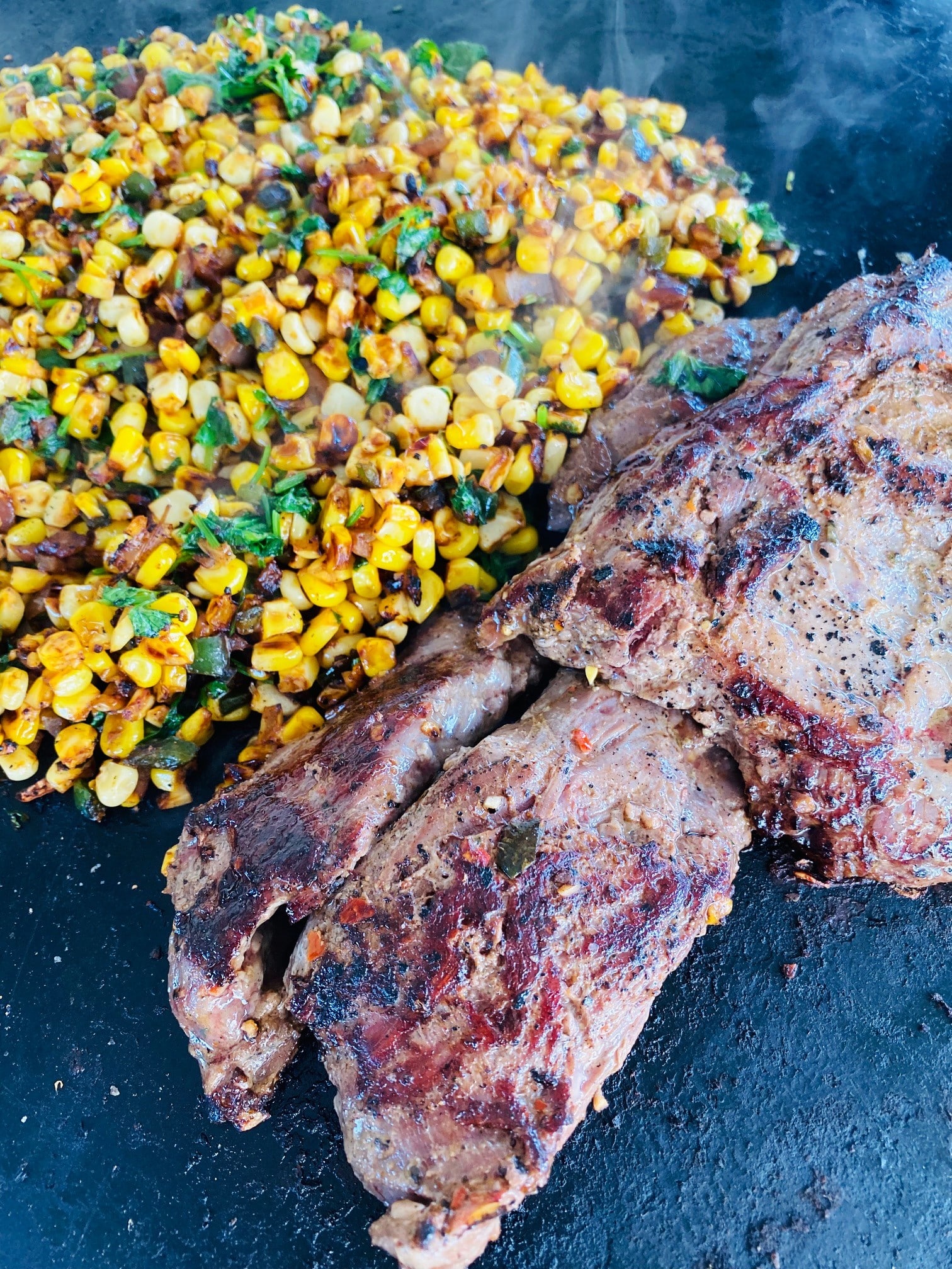 Blackstone Steak with Corn Relish - If You Give a Girl a Grill