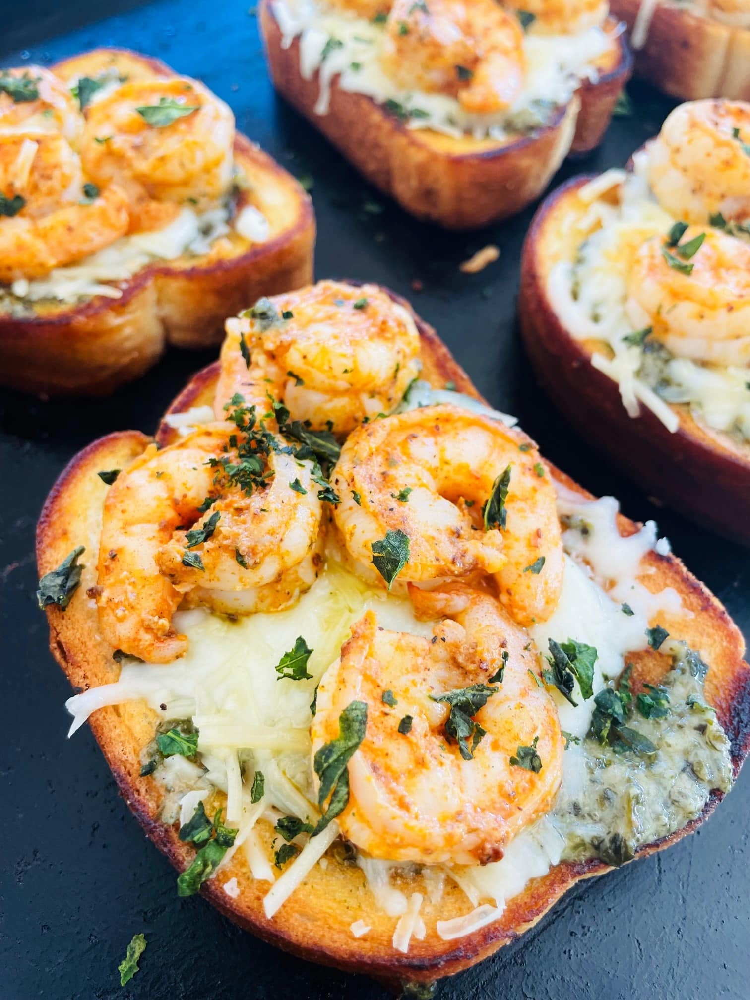 Blackstone Parmesan Pesto Shrimp Toast - If You Give a Girl a Grill