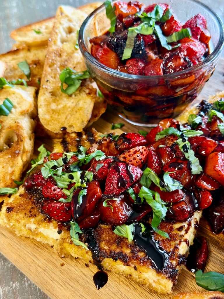 Blackstone Fried Feta and Balsamic Strawberries