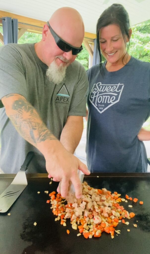 adding chicken sausage