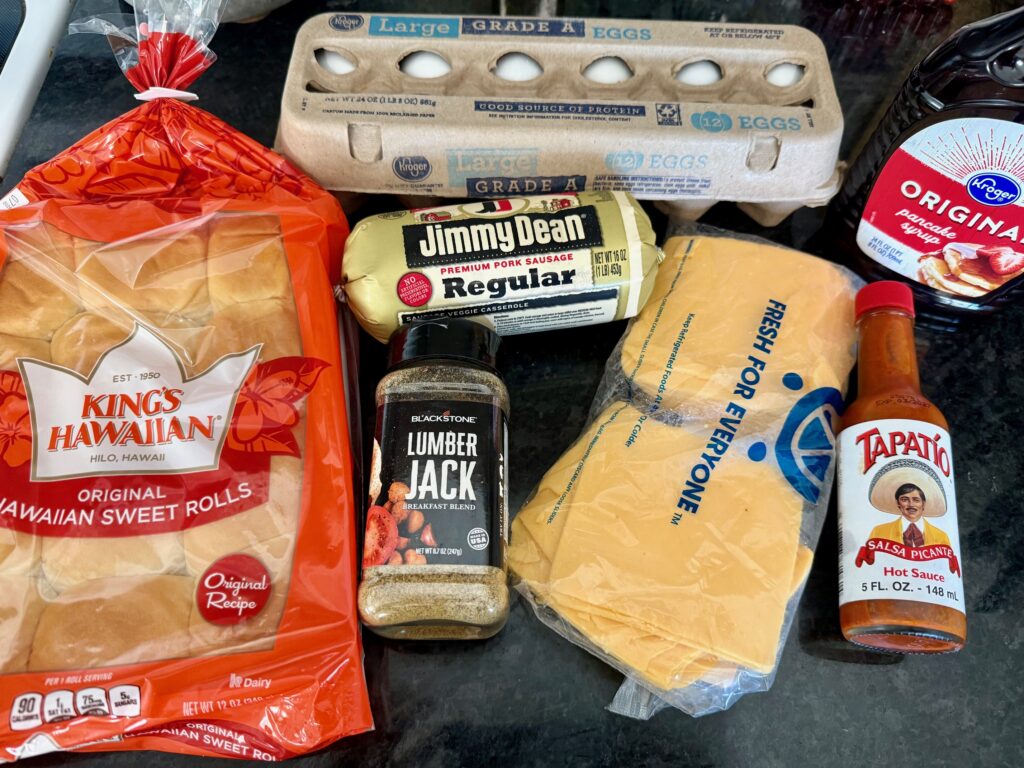 ingredients for Smoked Maple Sausage Breakfast Sliders