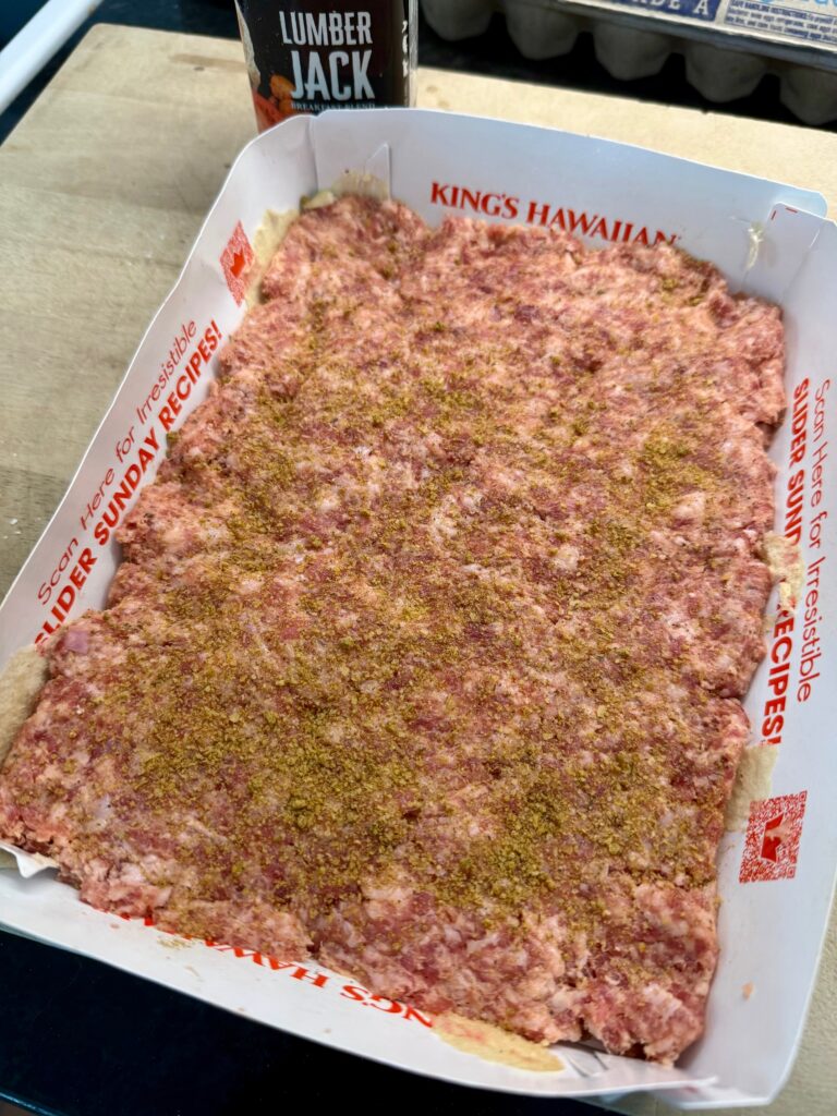 one large sausage patty before cooking