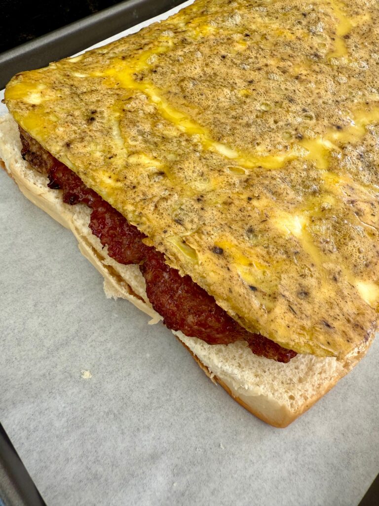 assembling the Smoked Maple Sausage Breakfast Sliders