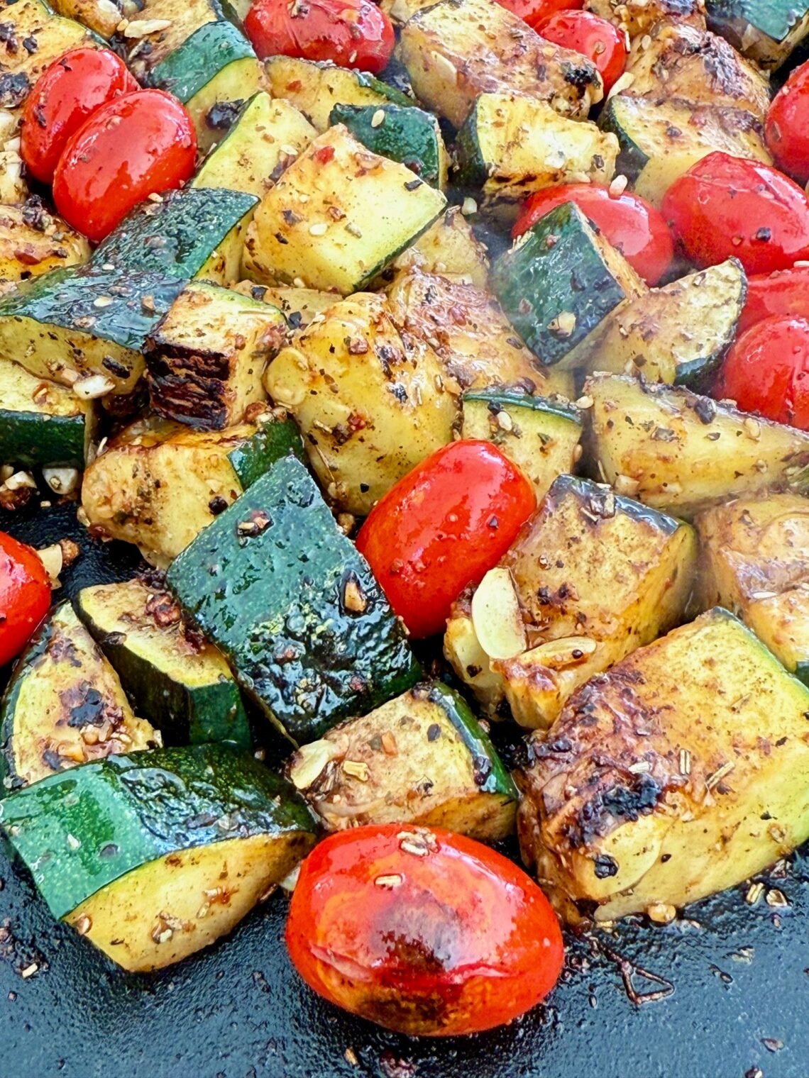 Blackstone Garlic Ranch Zucchini and Tomatoes