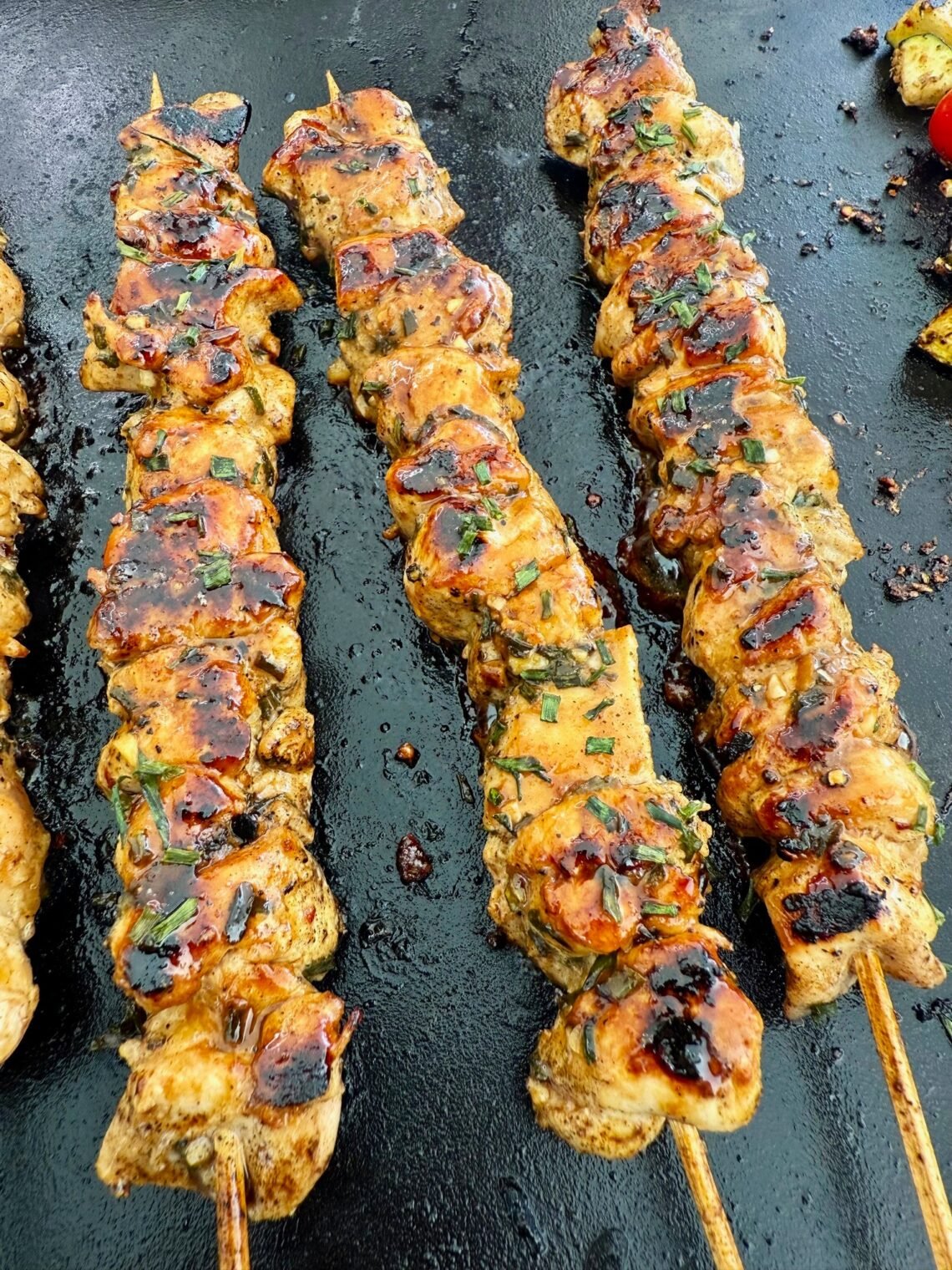 Blackstone Lemon Hot Honey Chicken Skewers