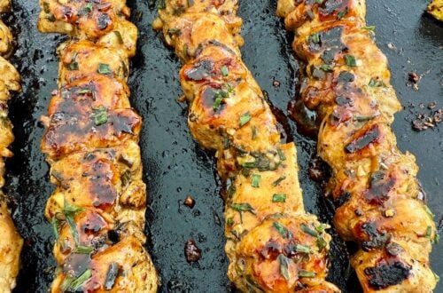Blackstone Lemon Hot Honey Chicken Skewers