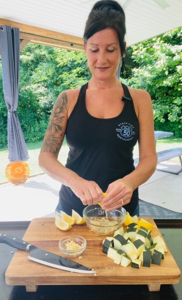 making the hot honey lemon butter