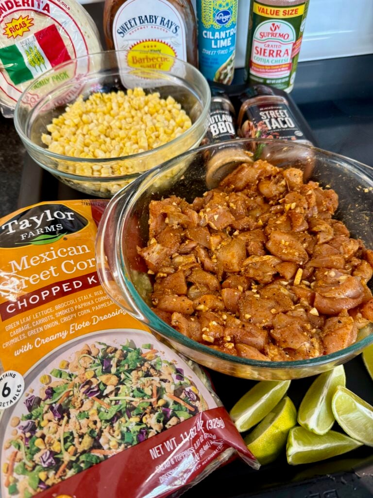 ingredients for Blackstone BBQ Street Corn Tacos