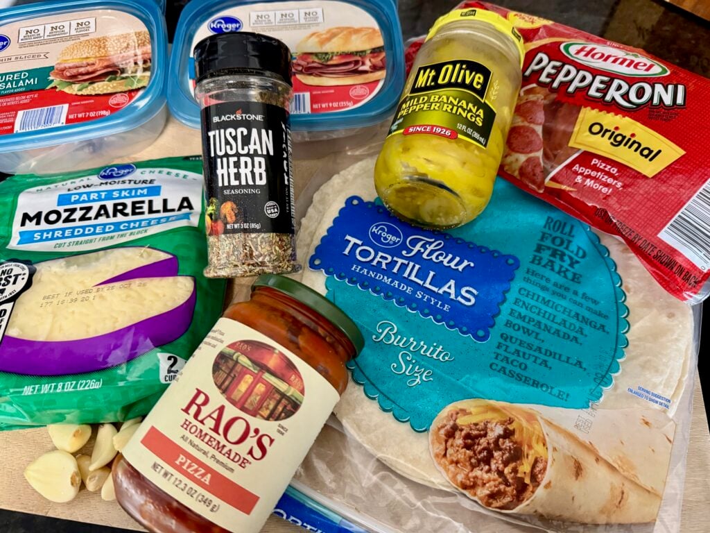 ingredients for Blackstone Italian Sub Quesadillas