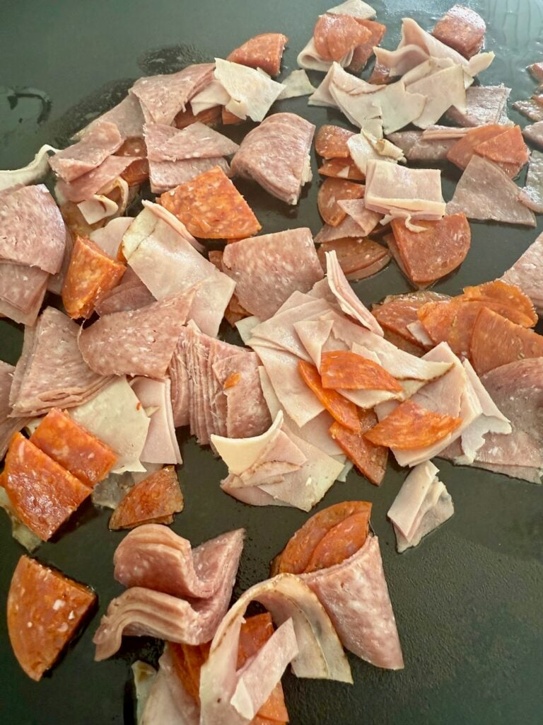 deli meat on the griddle