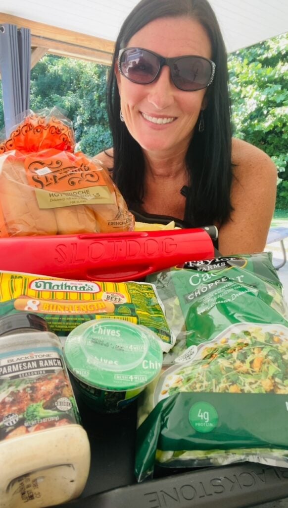 ingredients for Blackstone Caesar Salad Slotdogs