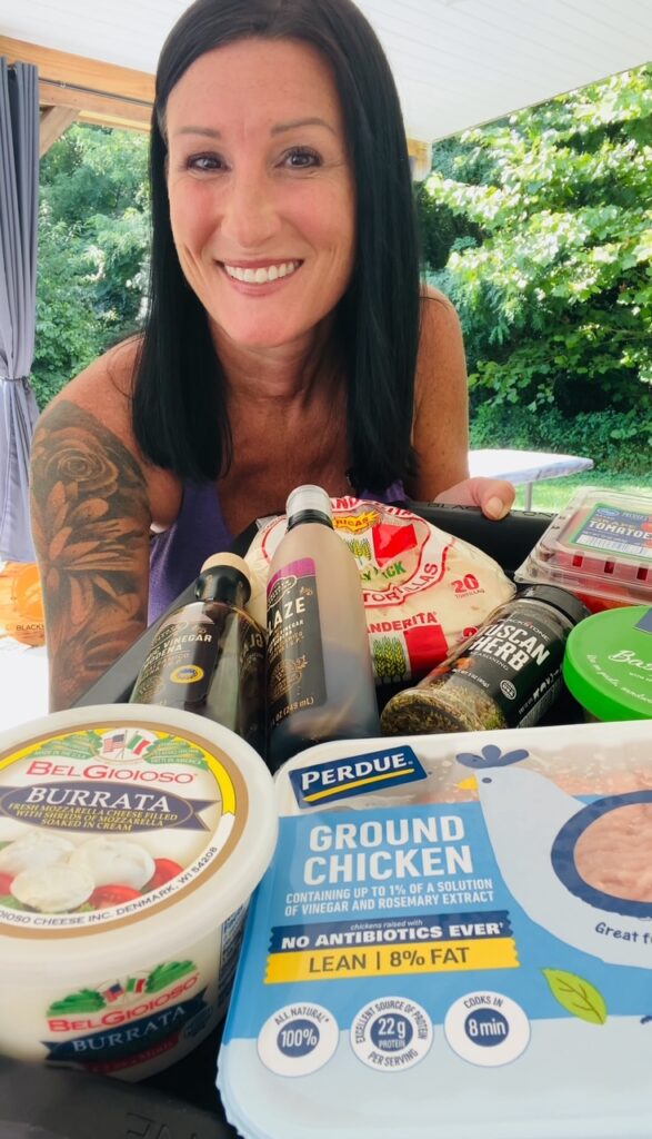 ingredients for Blackstone Smashed Caprese Chicken Tacos