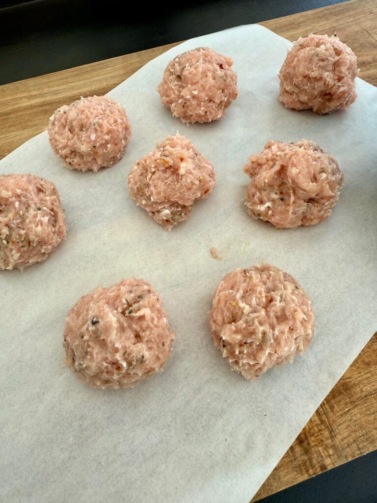 balls of chicken before cooking