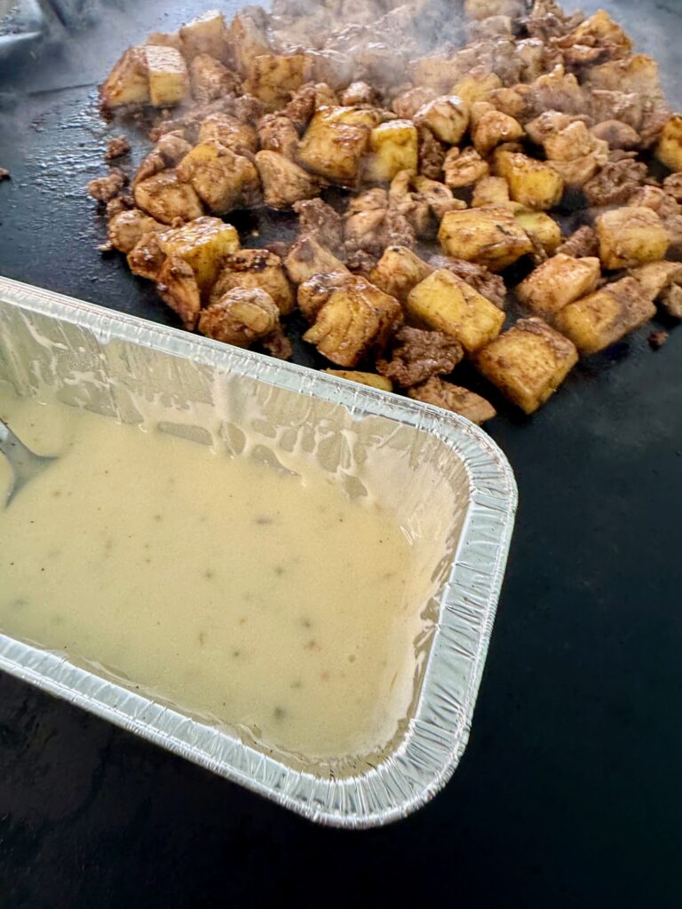 Blackstone Cheesy Chorizo Chicken and Pineapple