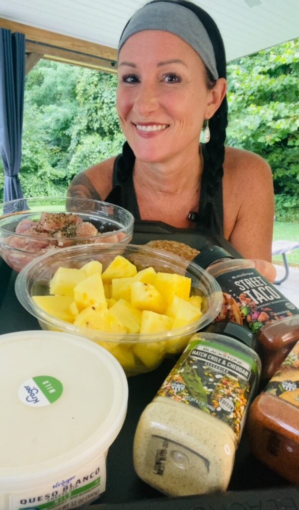 ingredients for Blackstone Cheesy Chorizo Chicken and Pineapple