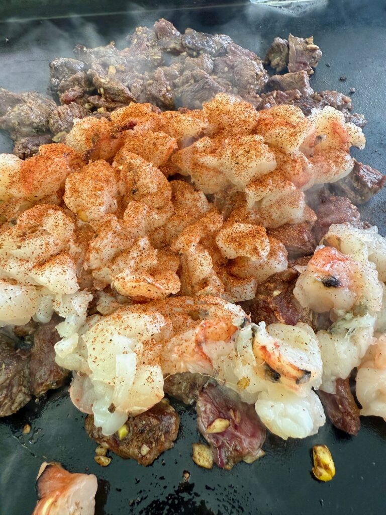 Blackstone Steak and Lobster Tacos