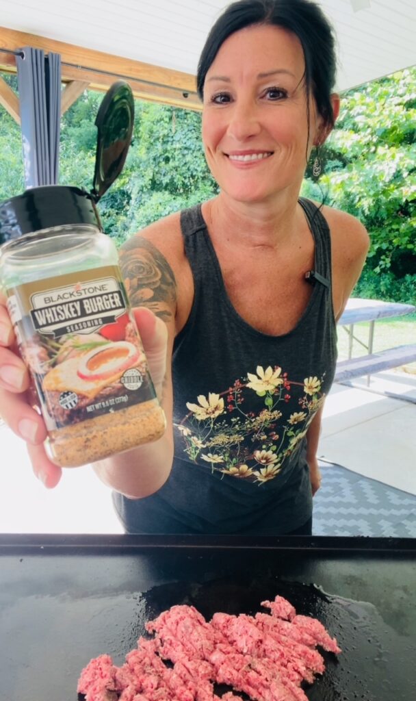 making the burger meat