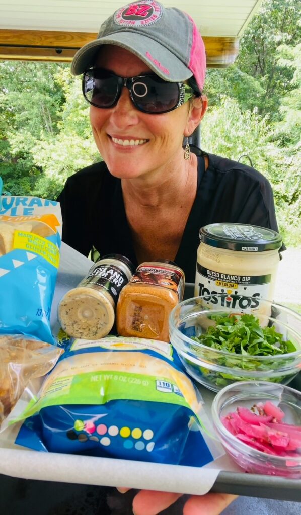 nacho ingredients on a tray