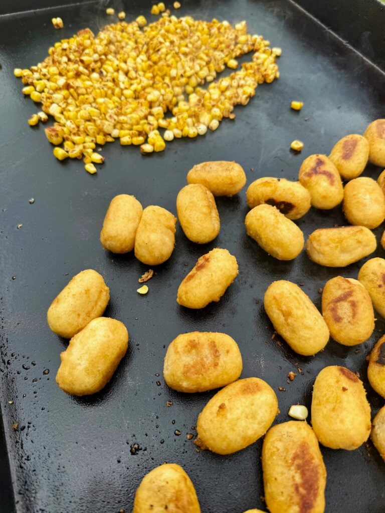 corn dogs on the griddle