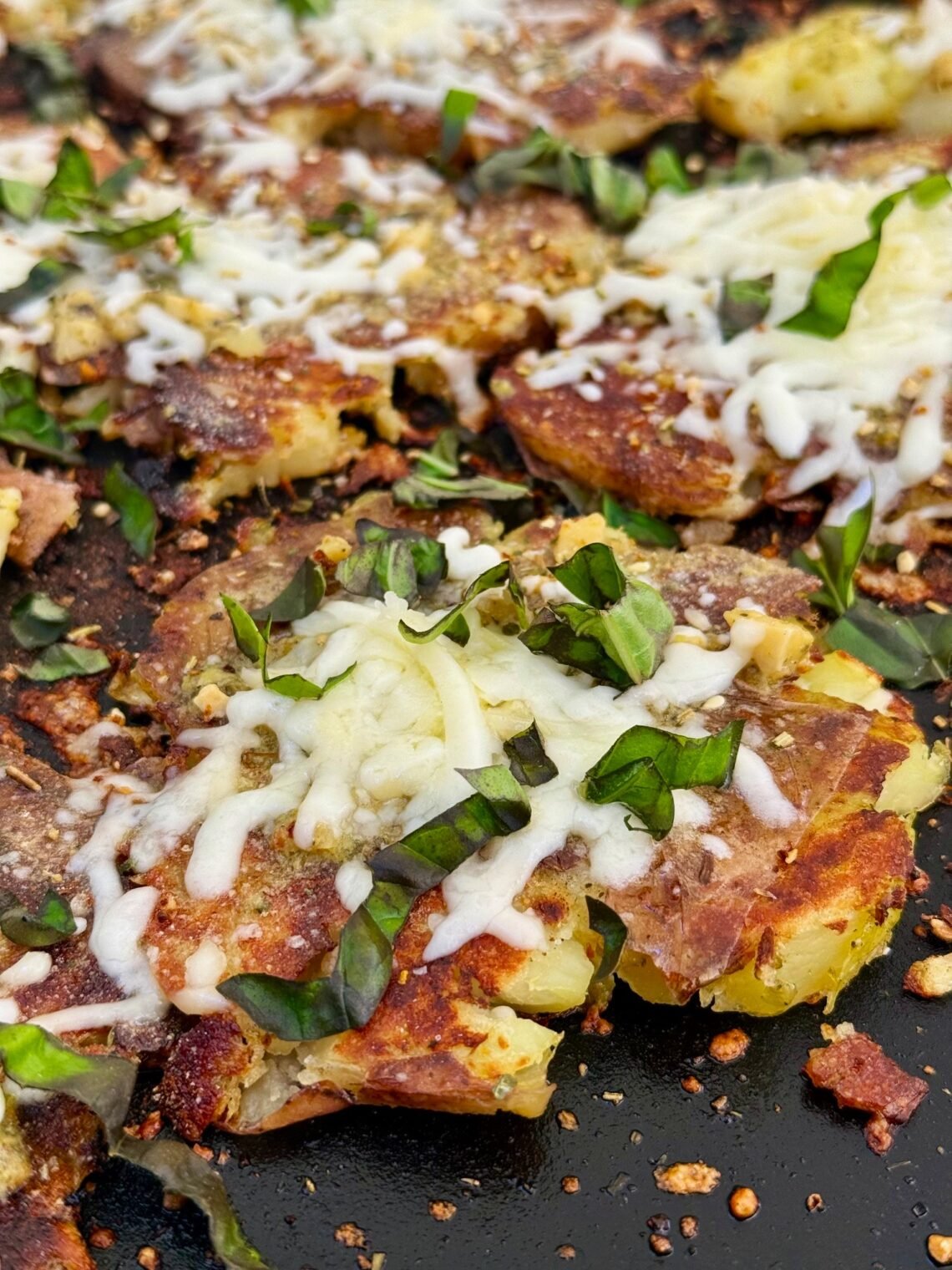 Blackstone Cheesy Pesto Smashed Potatoes