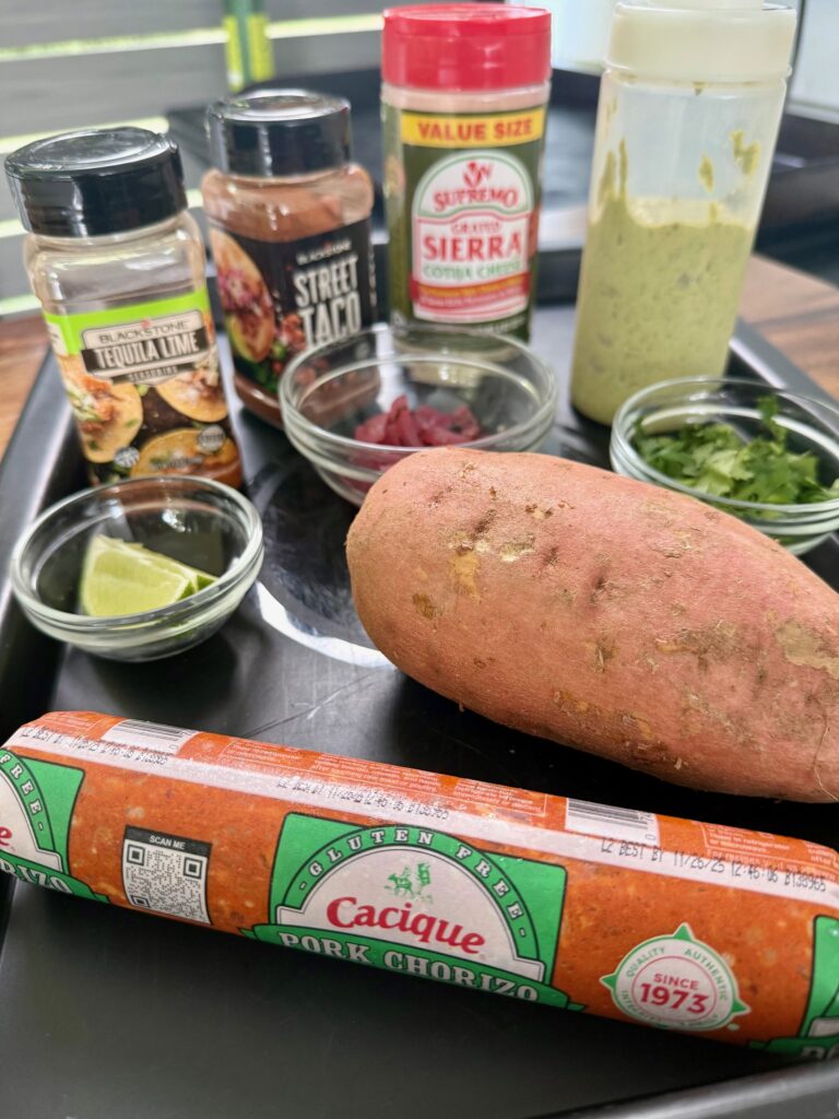 ingredients for Blackstone Sweet Potato Chorizo Bowls