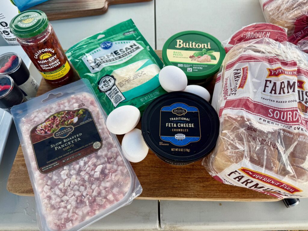 ingredients for Blackstone Mediterranean Breakfast Sandwiches