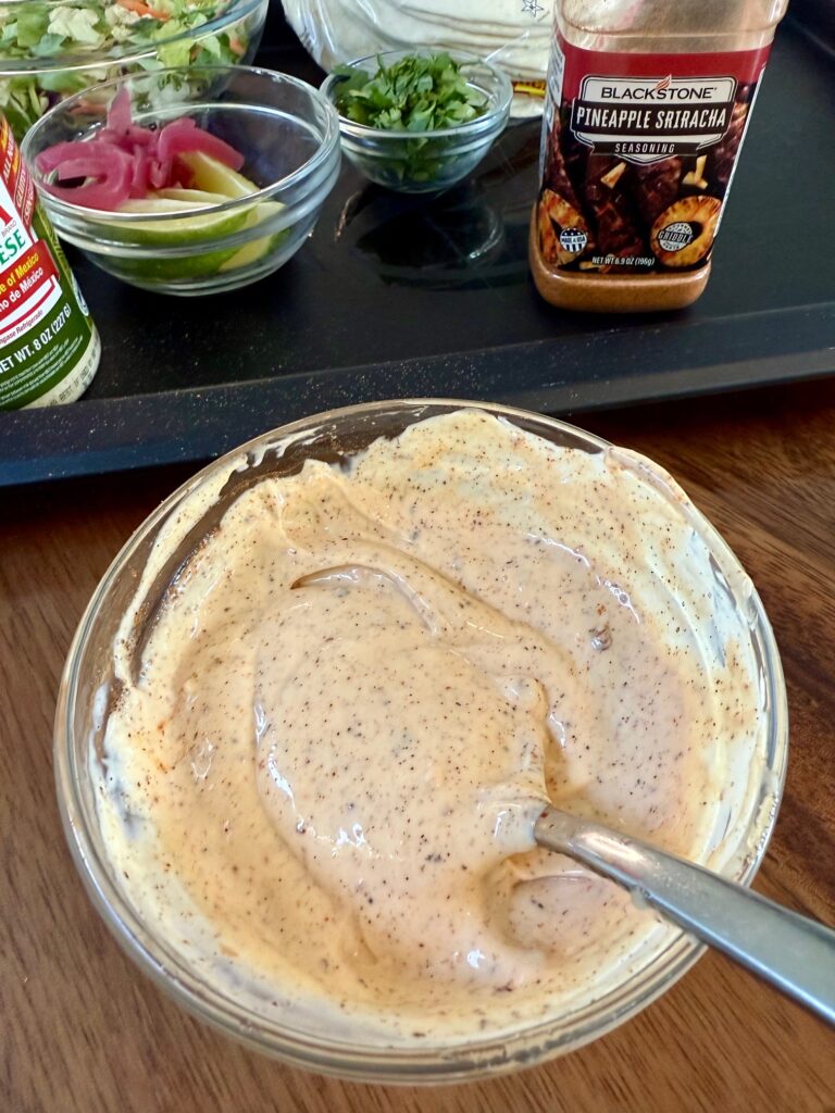 making the sauce in a bowl